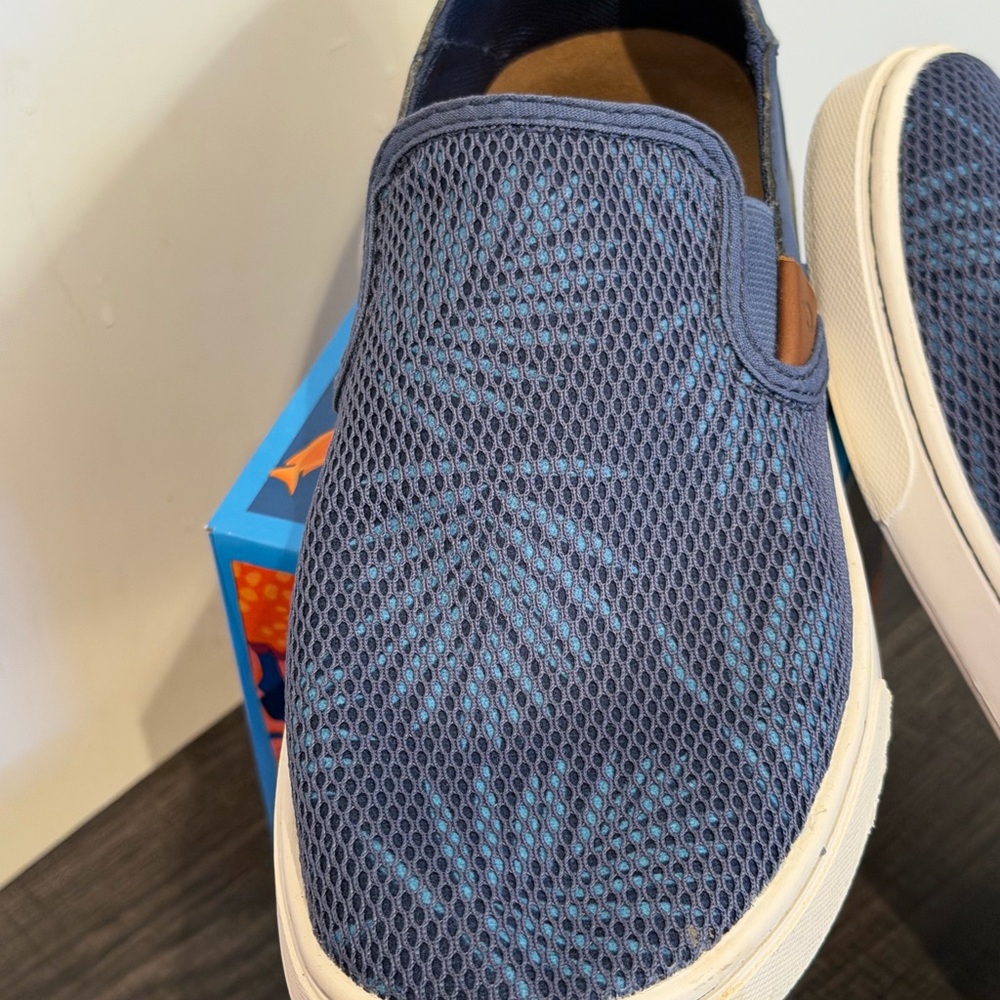 Olukai Pehuea Women's Blue Palm Mesh Slip On Sneakers Size 8 - Picture 13 of 13